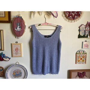 90's vintage 1995 Christine Philippe sparkly knit blue sleeveless top sweater